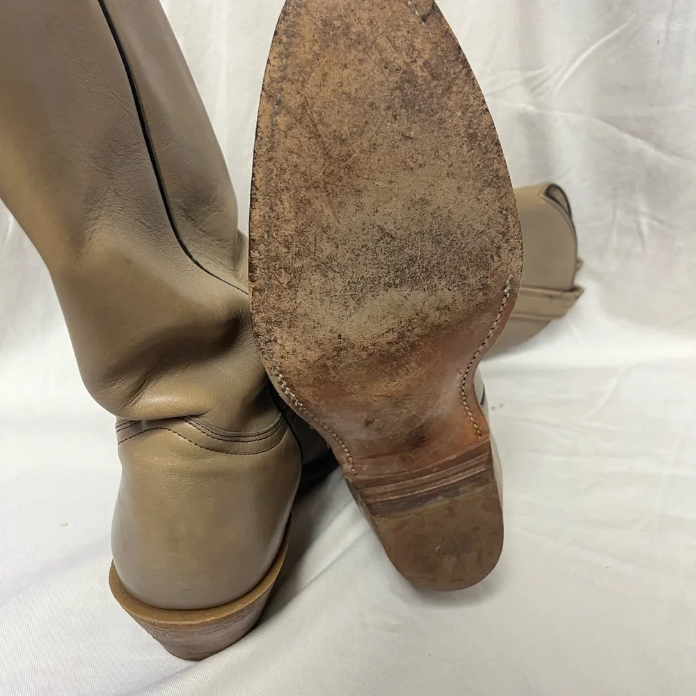 Tan Leather Cowboy Boots vintage frye size 10 1/2 d